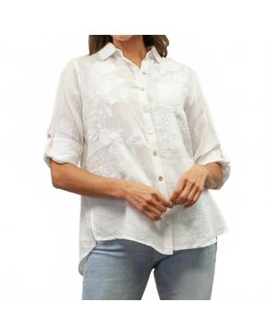 Kyla Seo Dani Embroidered Linen Shirt - Gray
