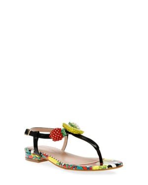 Betsey Johnson Aniston Beaded Fruit Themed Sandals - Multicolor