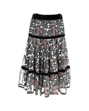 Antonio Marras Floral-Print Midi Tiered Skirt - Black