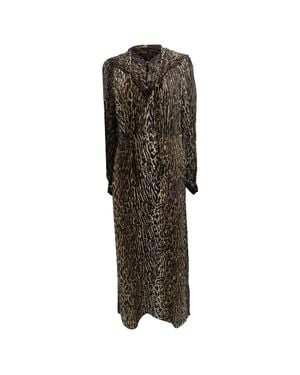 RIXO London Bette Leopard Midi Dress - Brown