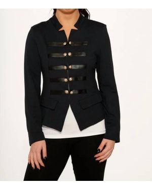 Orchid Bloom Faux-Leather Strap Blazer Jacket - Black