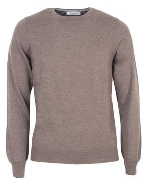 Gran Sasso Classic Wool Sweater With Ribbed Detailing - Brown