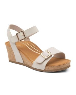 Aetrex Lexa Wedge Sandals - Metallic