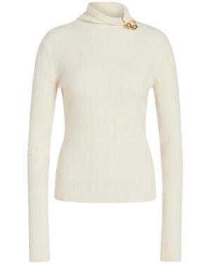 Alberta Ferretti Fitted Creamy Knit Sweater With Decorative Buttons - White