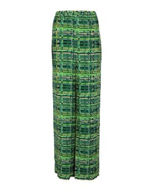 Ferragamo Geo Silk Wide-Leg Pants - Green