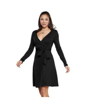 Toad & Co. Cue Wrap Dress Tie Waisted Long Sleeve Gbo1453 - Black