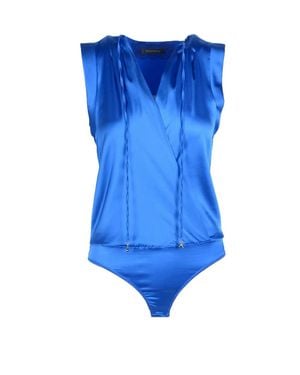 Patrizia Pepe V-Neck Viscose-Blend Bodysuit - Blue