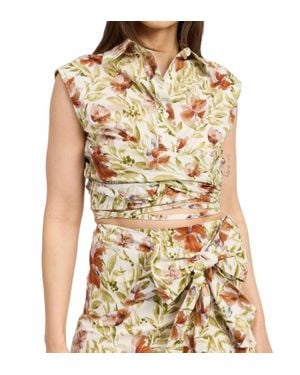 En Saison Alexane Cap Sleeve Top - Metallic