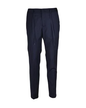 Paoloni Classic Wool Stretch Pants - Blue