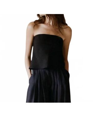 a.ren Palmer Strapless Linen Top - Black