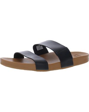 Reef Cushion Vista Faux Leather Slip On Slide Sandals - Blue