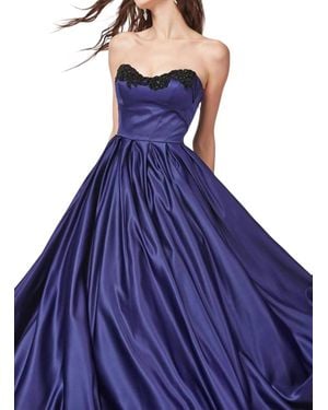 Angela & Alison Satin Prom Dress - Blue