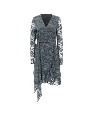 Ganni Flynn Lace Wrap Dress - Gray