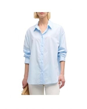 Enza Costa Luxe Long Sleeve Oxford Shirt - Blue