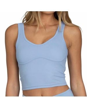 Gold Hinge Lined Mid Length Bra Top - Blue