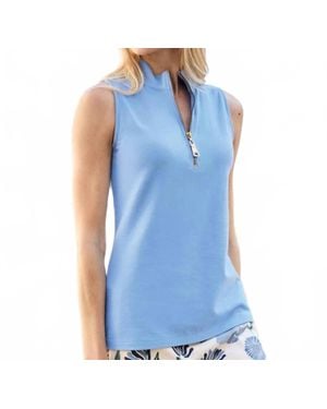 spartina 449 Half-Zip Sleeveless Top - Blue