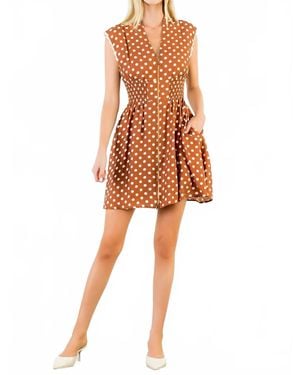 Thml Polka Dot Zipper Dress - Orange
