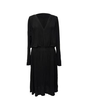 Vanessa Bruno V-Neck Long Sleeve Midi Dress - Black