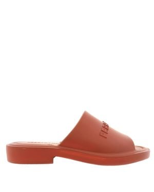 Ferragamo Ferragamo Giuneva Logo Embossed Slides, Size 9 - Brown