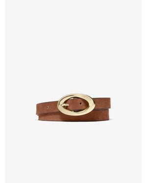 Michael Kors Oval Buckle Suede Belt - White