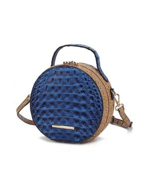 MKF Ynnari Crossbody Croc-Embossed Round Chic Handbag Top Handle - Blue