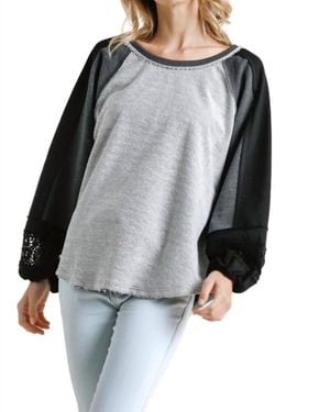 Umgee Crochet Puff Sleeve Top - Black