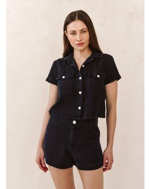 Bella Dahl Short Sleeve Flap Pocket Shirt - Black