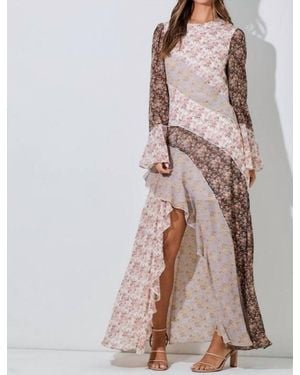 Baevely By Wellmade Boho Floral Chiffon Maxi Dress - Brown