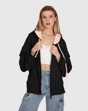 Belle & Bloom No Ordinary Love Zip Hoodie - Black