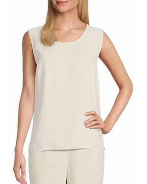 Caroline Rose Crepe Longer Tank - White