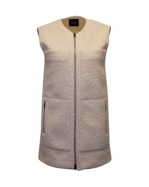 Theory Longline Bouclé Zip-Up Gilet - Brown