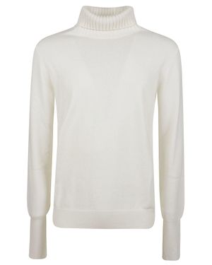 Ballantyne Plain Stitch Cashmere Turtleneck Sweater - White