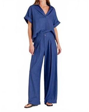 Sundays Vera Linen Top - Blue