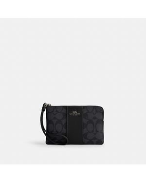 COACH Signature Canvas Wristlet Clutch - Black