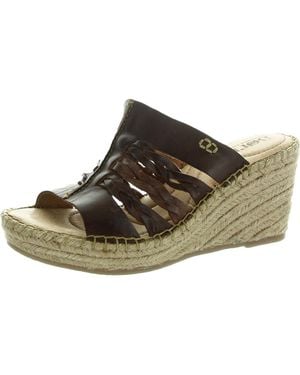 Born Strappy Leather Wedge Sandals - Brown