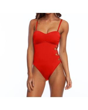 Kenneth Cole New York Attitude Cut Out Bandeau One Piece Swimsuit - Red