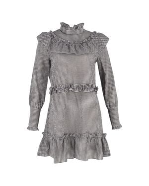 ganni charron mini dress GANNI - Charron checked cotton-blend seersucker mini dress