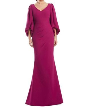 Alexander by Daymor Balloon Sleeve Gown - Purple