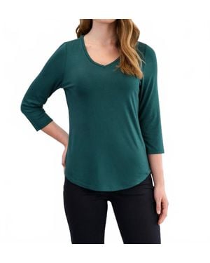Fdj 3/4 Sleeve V-Neck Top - Green