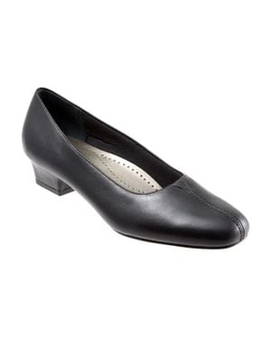Trotters Doris Pump Womenblack Leather Closed Toe Block Heel Slip On Zogg3035
