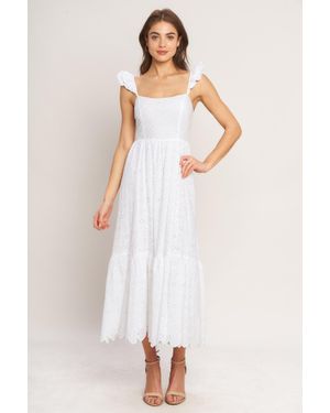TRUEDAMES Sweet Escape Woven Eyelet Midi Dress - White