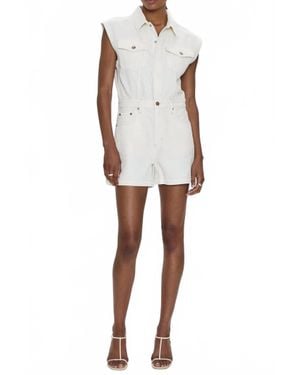 Pistola Lennox Denim Romper - White