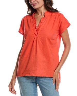 XCVI Wearables Idra Ruffle Linen-Blend Top - Red