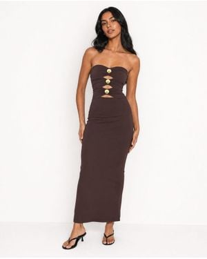 Forever 21 Strapless Cutout Bodycon Maxi Dress - Brown