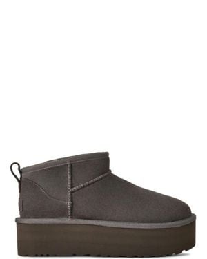 UGG Ultra Mini Platform Suede Ankle Boots - Brown