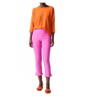 Joseph Ribkoff Ruffle Cropped Pants - Pink
