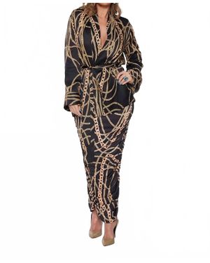 Circular Path Open Front With Detachable Waist Tie Kimono - Black