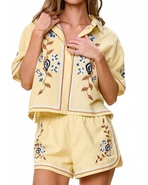 Cleobella Wes Embroidered Pul-On Shorts - Natural