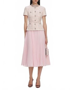 Self-Portrait Sequin Boucle Tailored Midi Dress - Pink