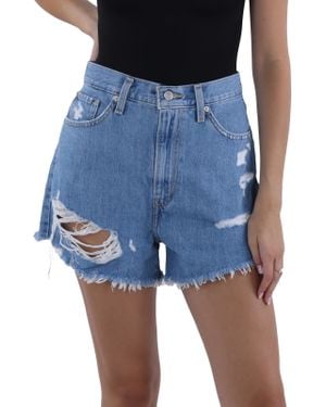 Levi's Denim Destroyed High-Waist Shorts - Blue